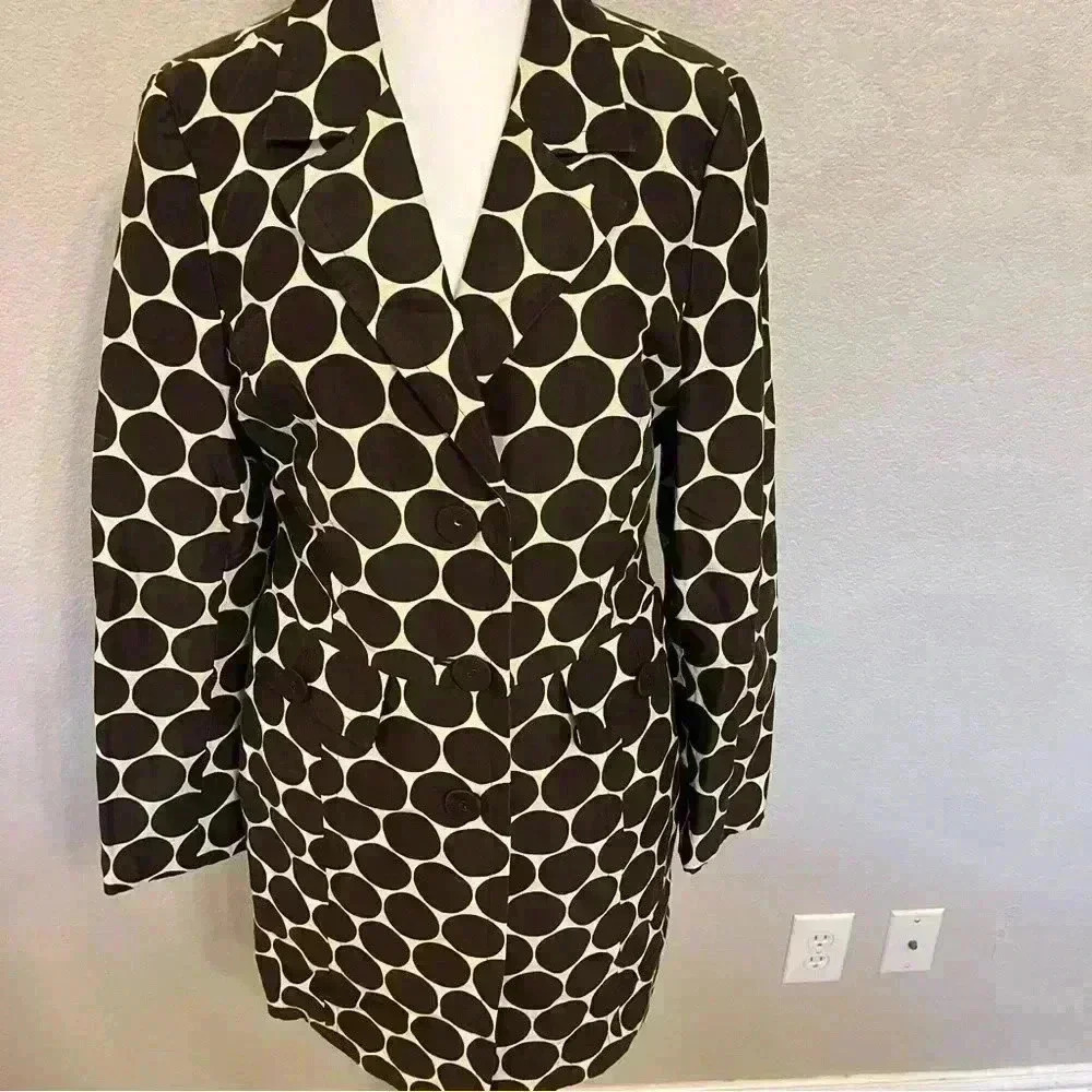 Harold's women's brown and beige polka dot jacket with three buttons size medium - Picture 2 of 12